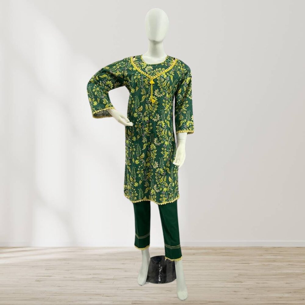 Elegant 2-Piece Chikankari Lawn Kameez with Laces Trouser